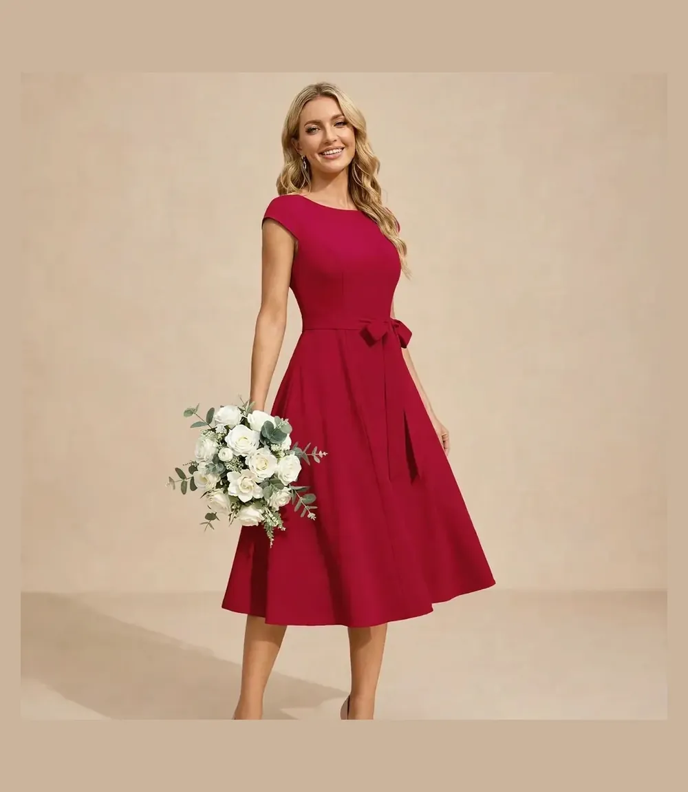 DRESSTELLS Vintage A-Line Cocktail Dress in Classic Red Editorial Review