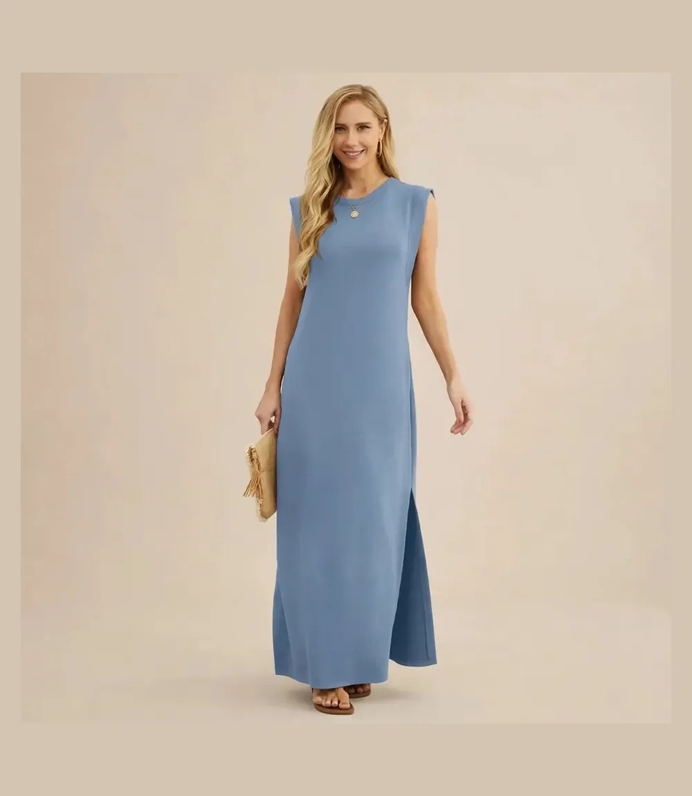 GRECERELLE Women's Casual Loose Pocket Split Maxi Dress