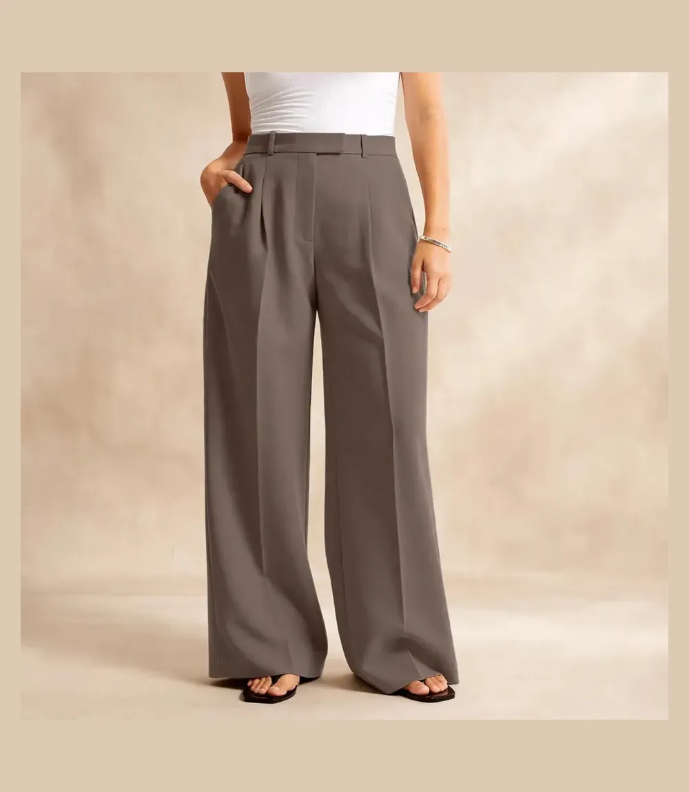 Nimin High-Waisted Wide-Leg Pleated Trousers