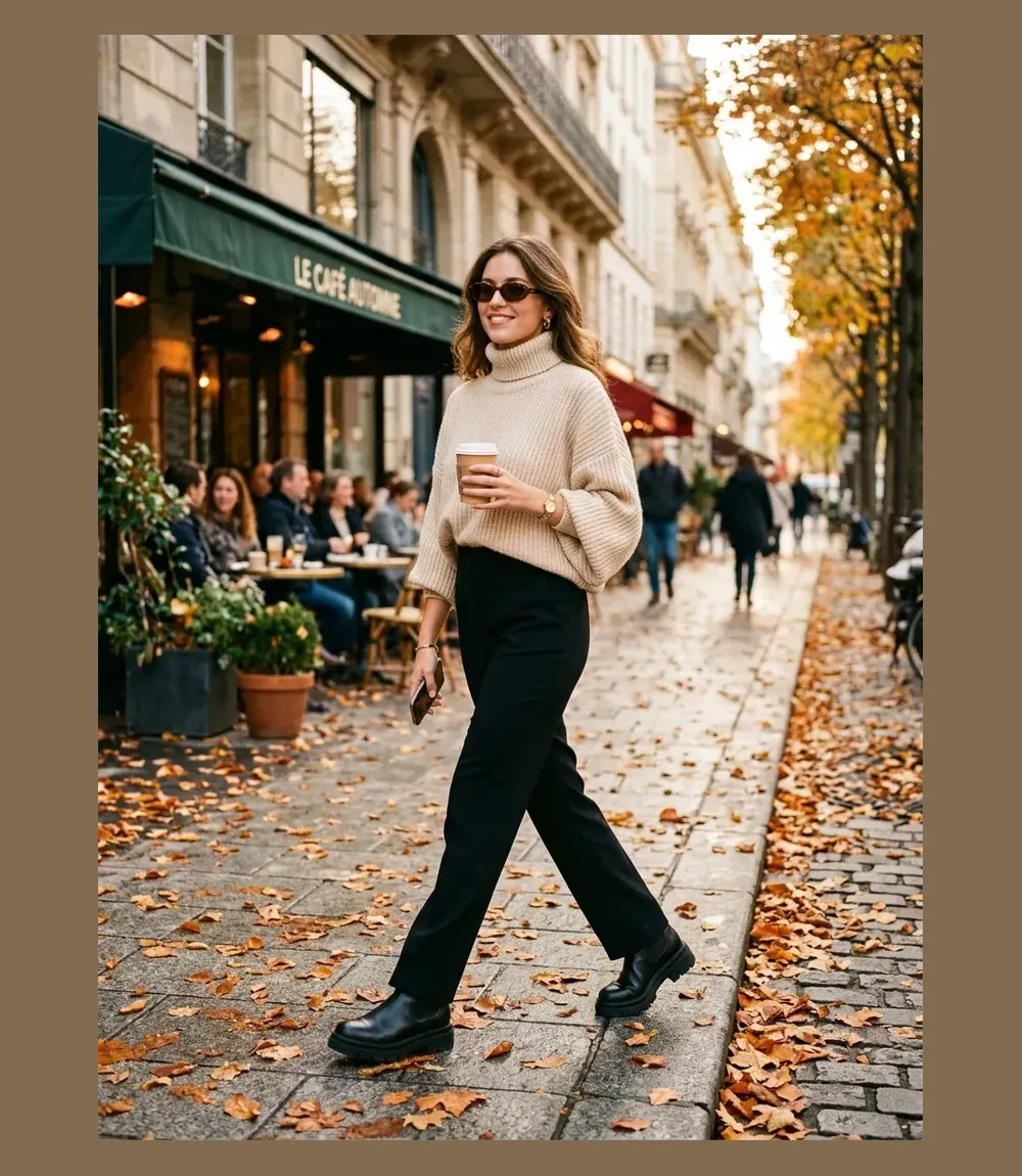 ANRABESS Chunky Batwing Turtleneck Sweater