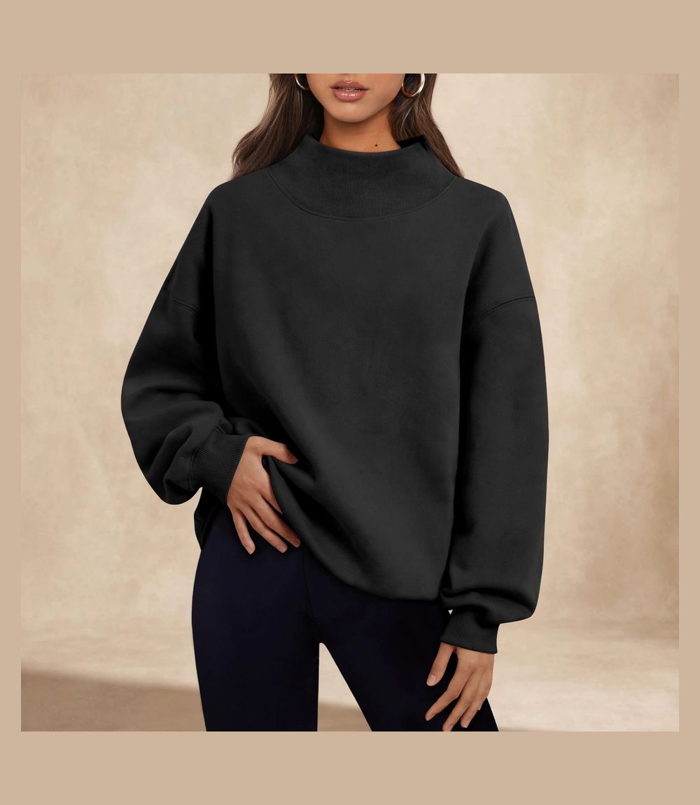 Trendy Queen Womens Mock Neck Sweatshirts Oversized Pullover Fall Outf