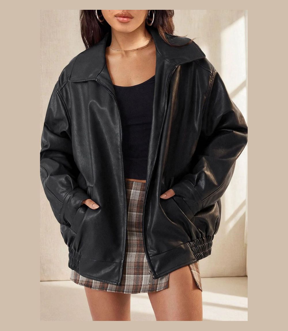 AUTOMET oversized faux leather jacket for women - relaxed fit winter jacket for layering over sweaters