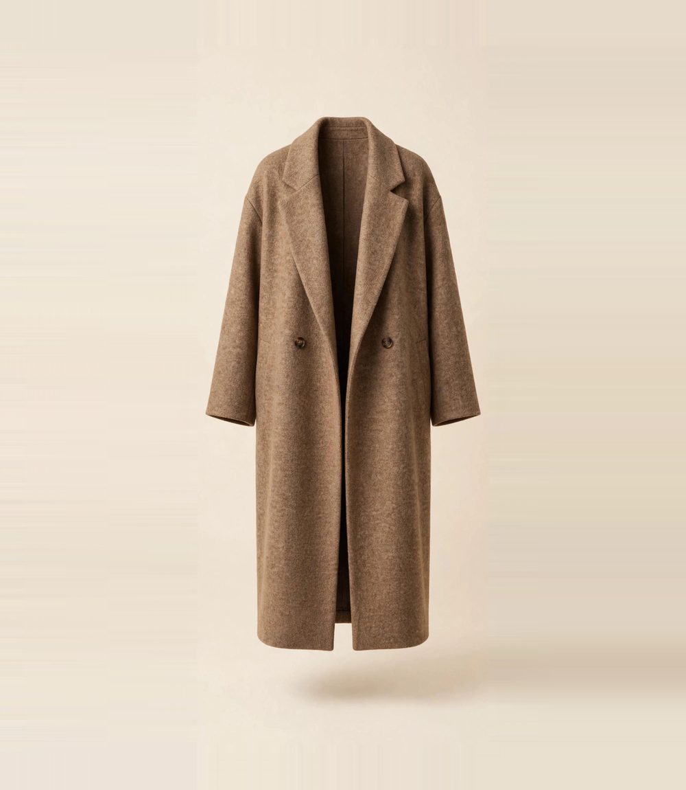 chouyatou womens winter double breasted wool coat long sleeve notch lapel long trench coat in camel