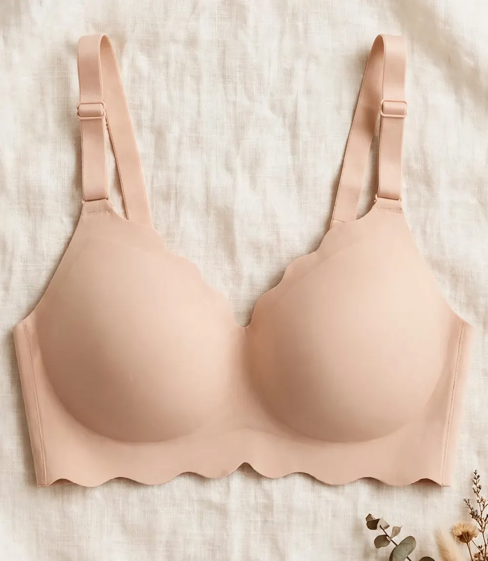 COCOMARTS Jelly Bra for Women, Scalloped Wireless Push Up Seamless Bra