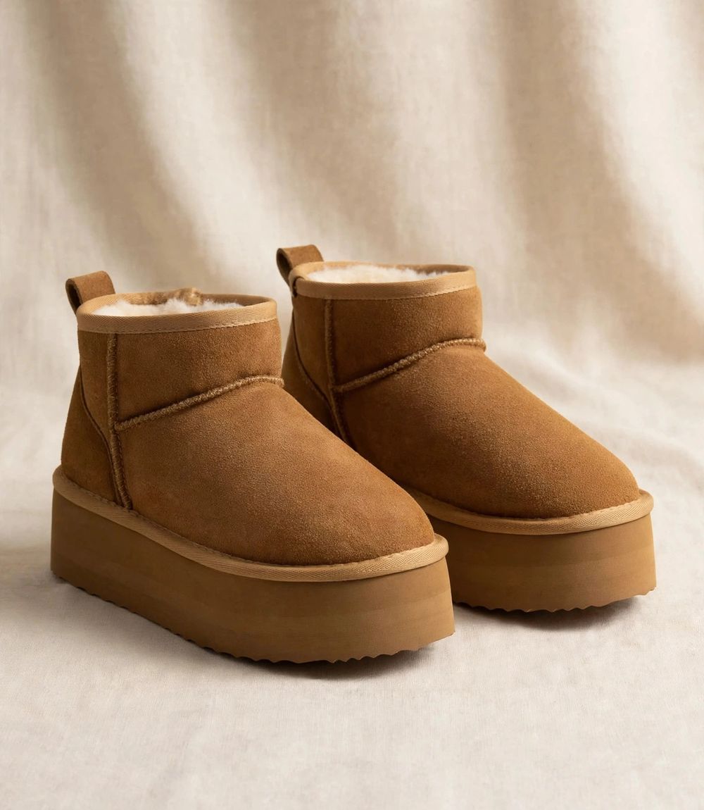 Cushionaire Hippy womens platform ankle boots genuine suede faux fur lining - cozy platform boot alternative