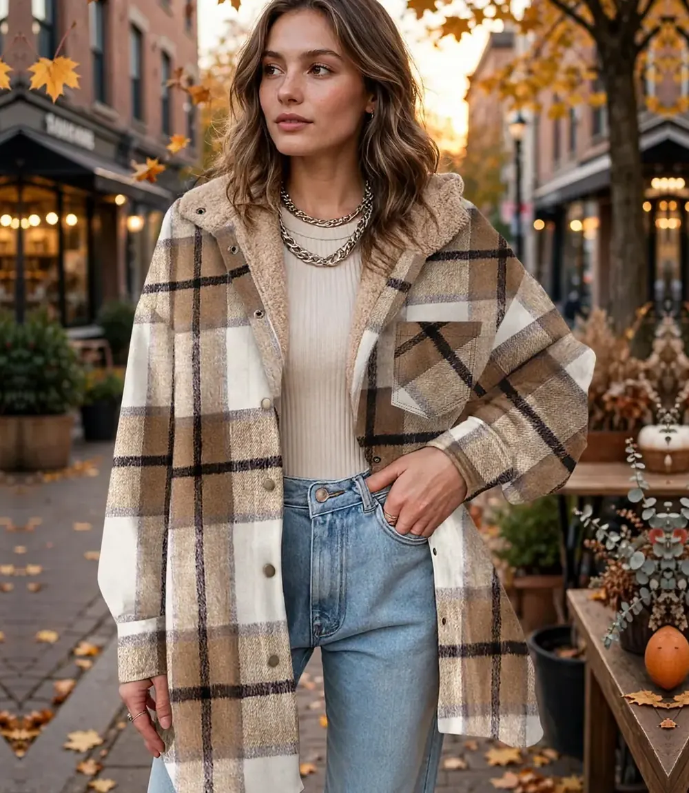 Dokotoo womens plaid flannel shacket jacket oversized - casual oversized layering alternative to a trench coat