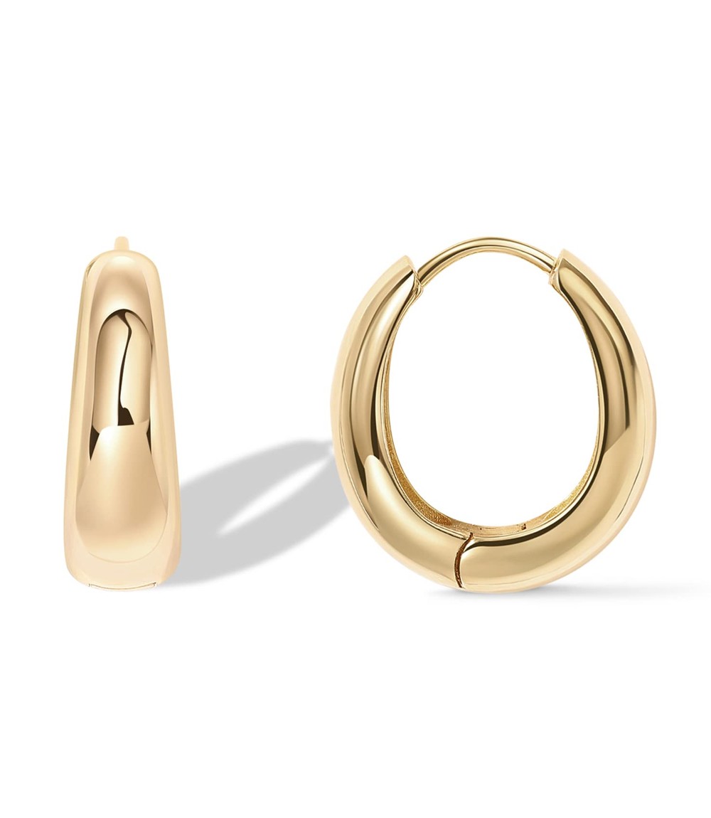 Gacimy Chunky Hoop Earrings for Women 14K Gold Plated