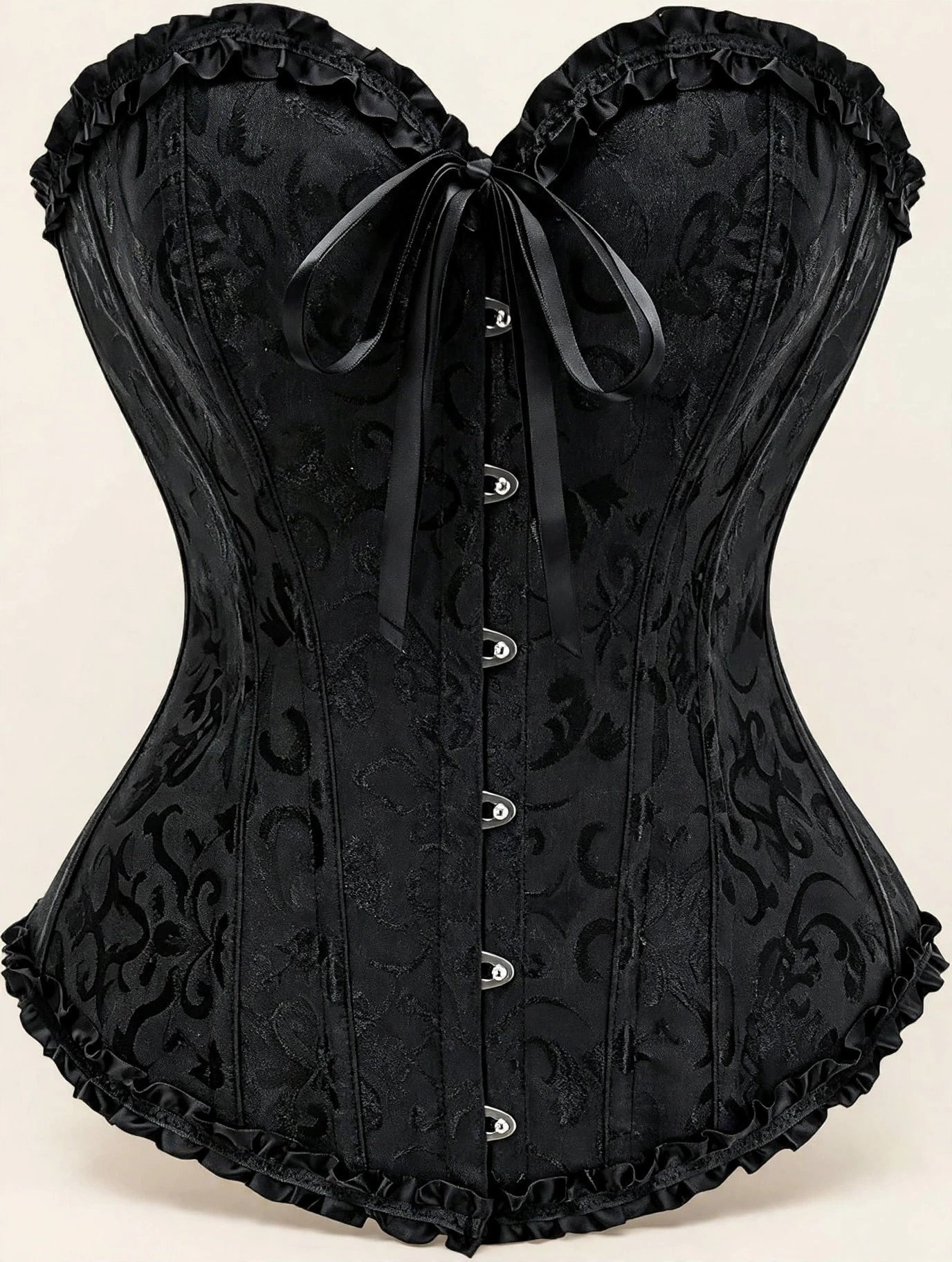 JoyPeak Black Lace Corset Top, Overbust Brocade Bustier