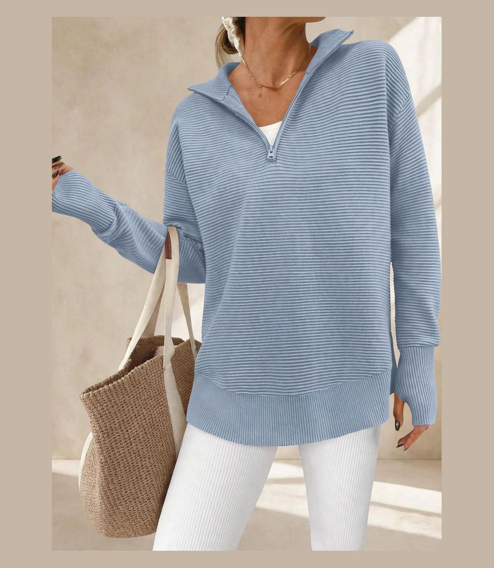 PRETTYGARDEN Womens Long Sleeve Quarter Zip Pullover Sweater(Grey,XL)