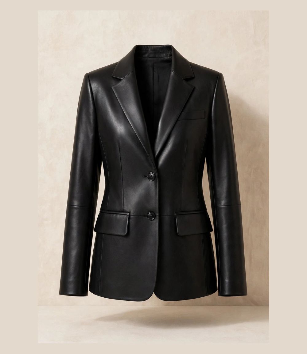 Silver Fashions lambskin leather jacket women long sleeve button front - genuine real leather blazer jacket