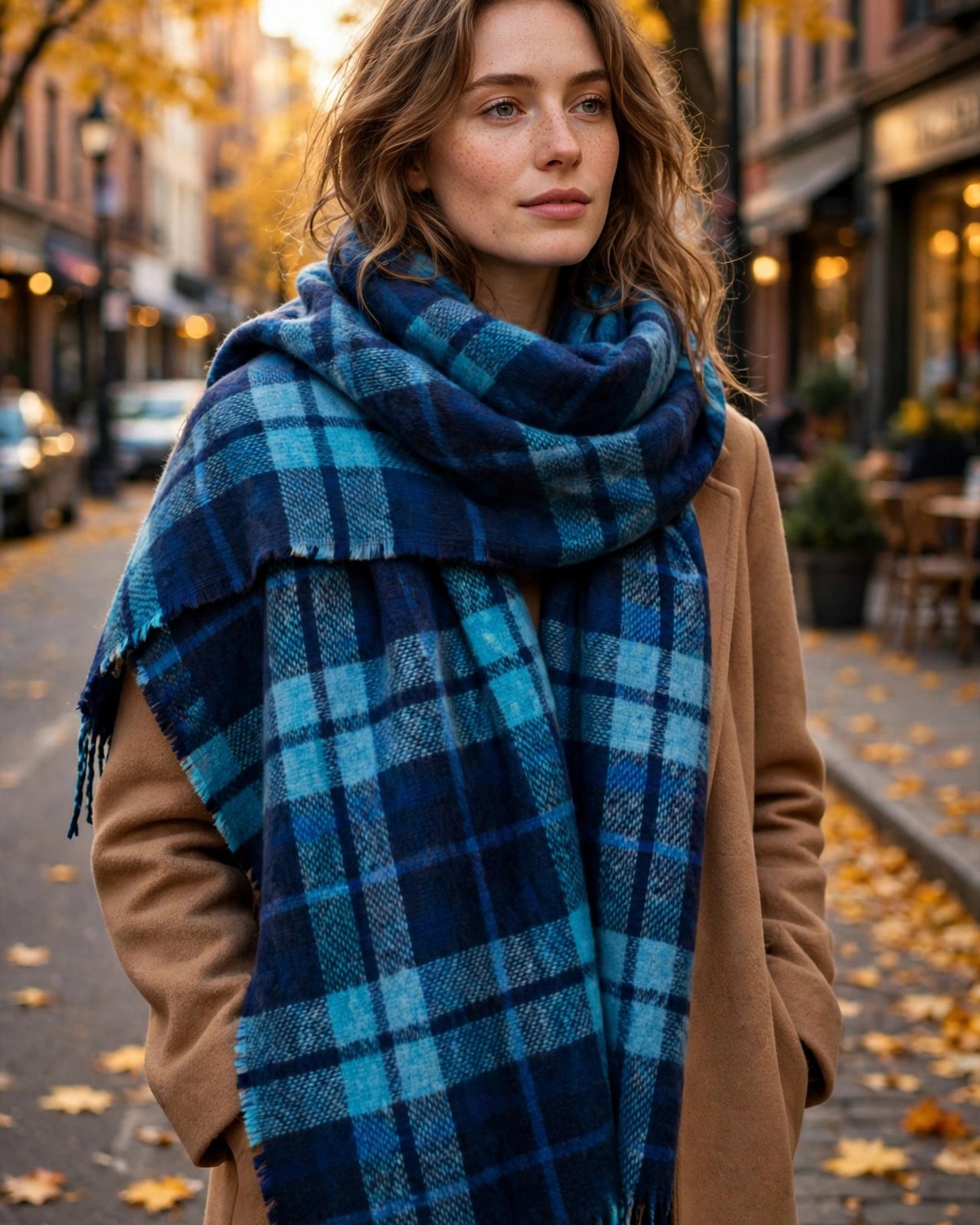 Wander Agio Warm Blanket Scarf — Plaid Winter Shawl Wrap