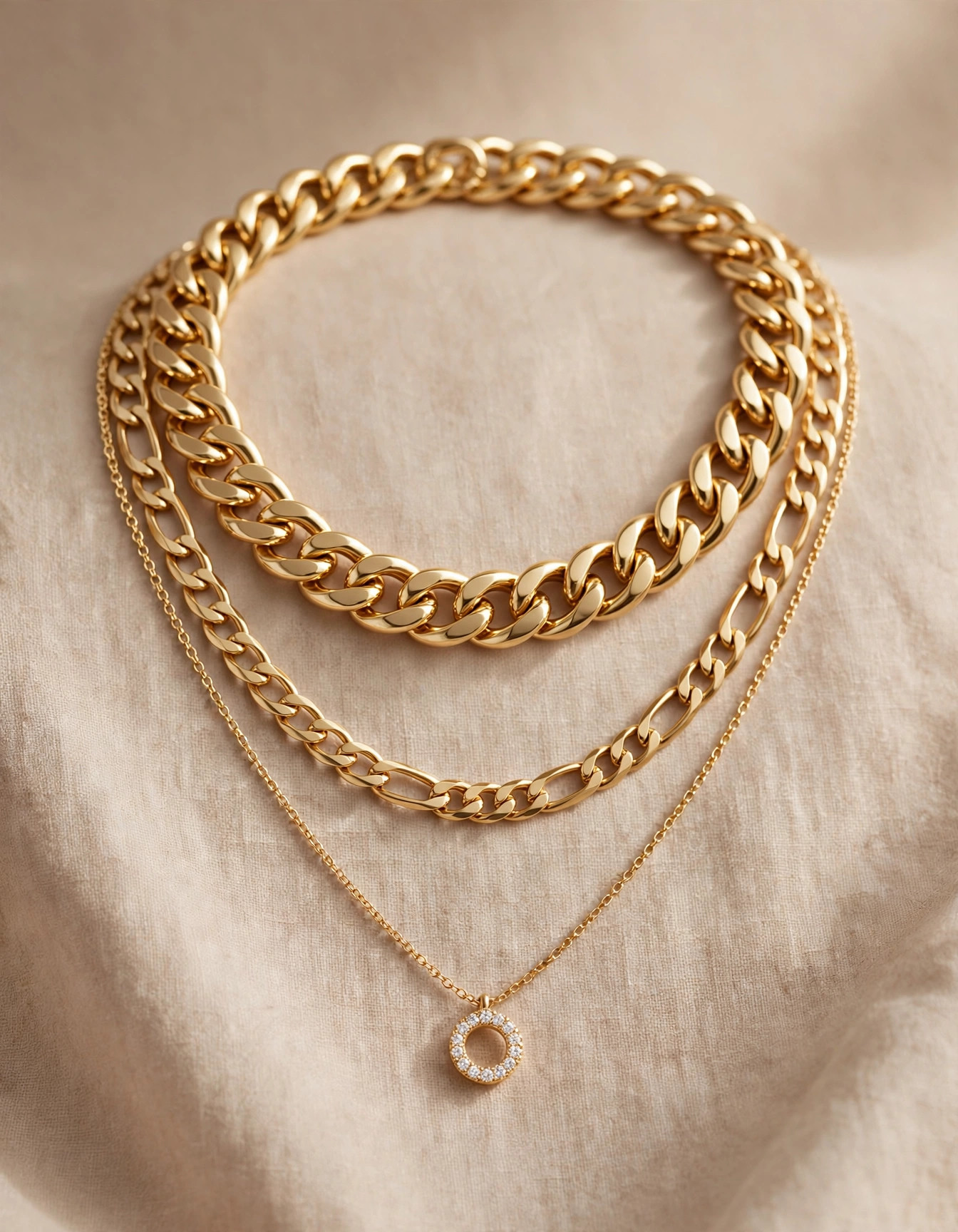WomenGifts Layered Gold Necklaces for Women, Cuban Chain Choker Set